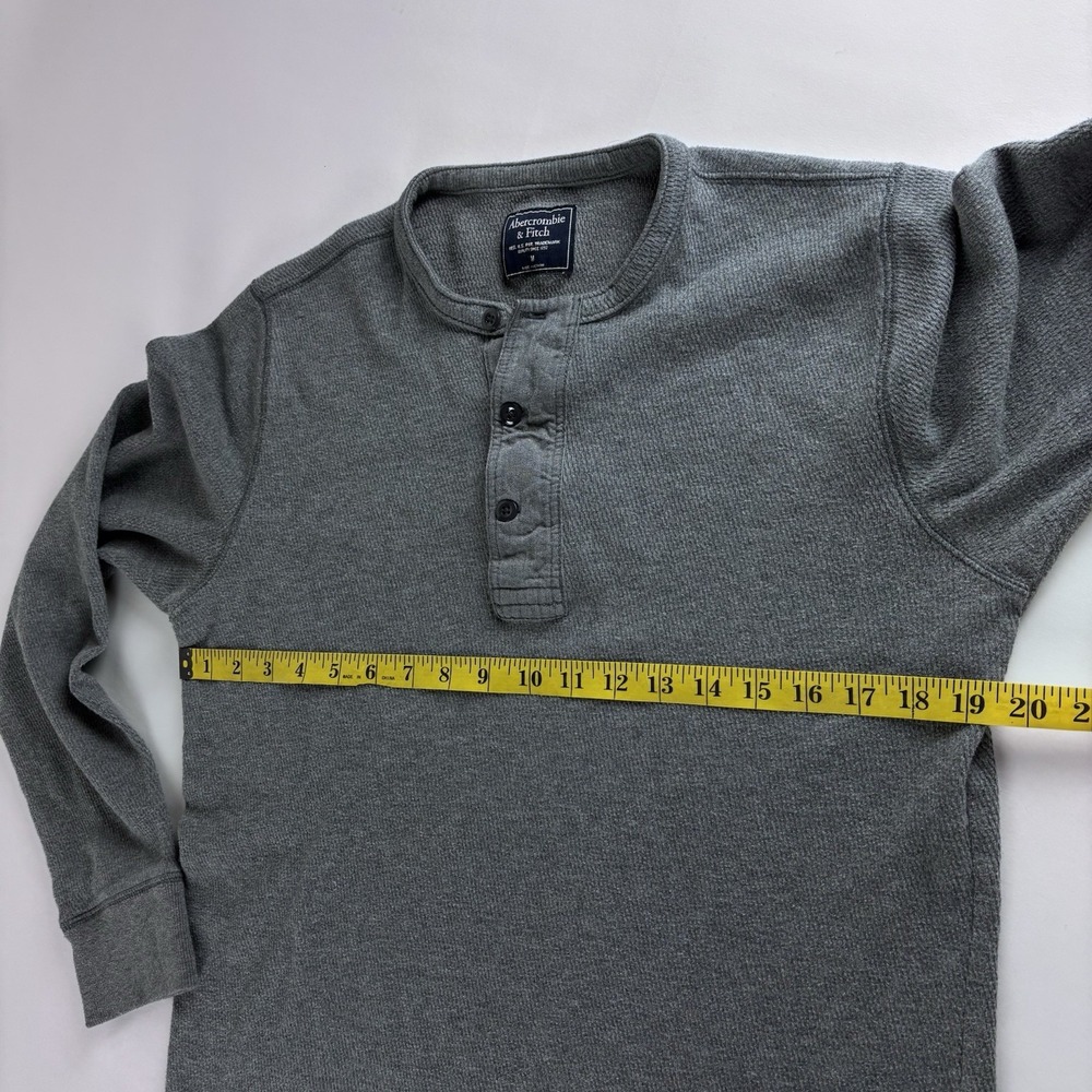 Abercrombie & Fitch Long Sleeve  Knit Henley Men's Sz‎ Medium Gray Cotton - Picture 9 of 10